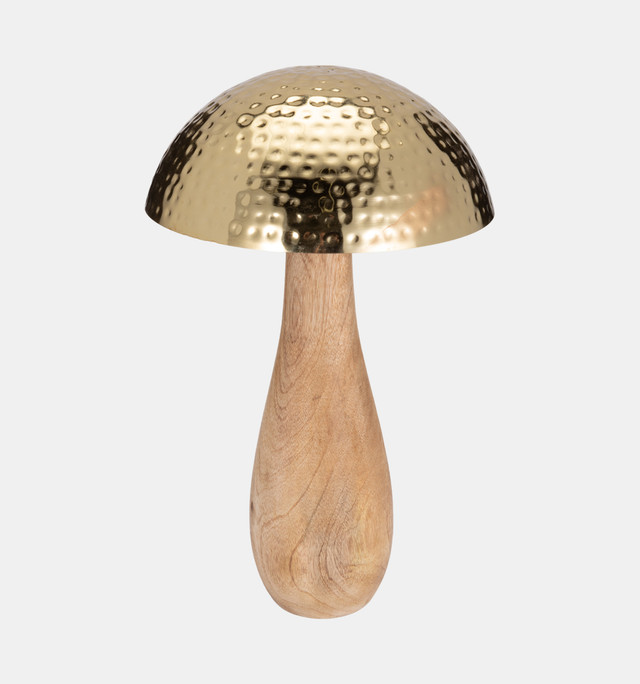 Picture of Sagebrook Home 18824-02 20 in. Metal Mushroom Sculpture with Wood Base&#44; Gold