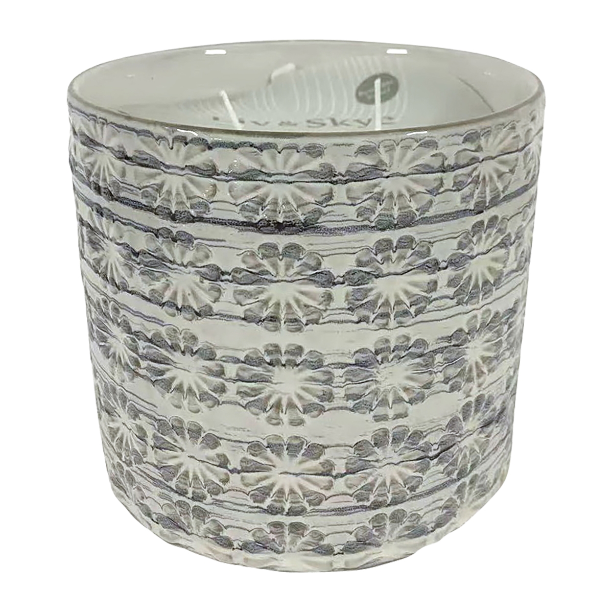 Picture of Sagebrook Home 80216-02 7 in. 25 oz Flower Citro Candle&#44; White & Grey