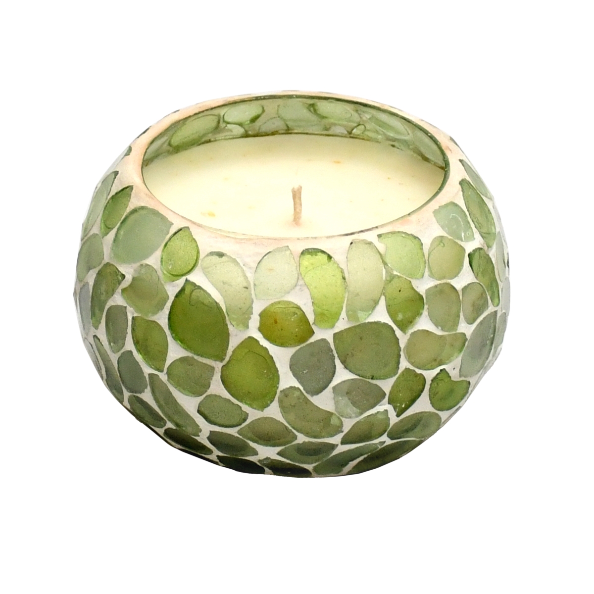 Picture of Sagebrook Home 80292-04 5 in. 19 oz Glass Mosaic Scented Candle&#44; Light Green