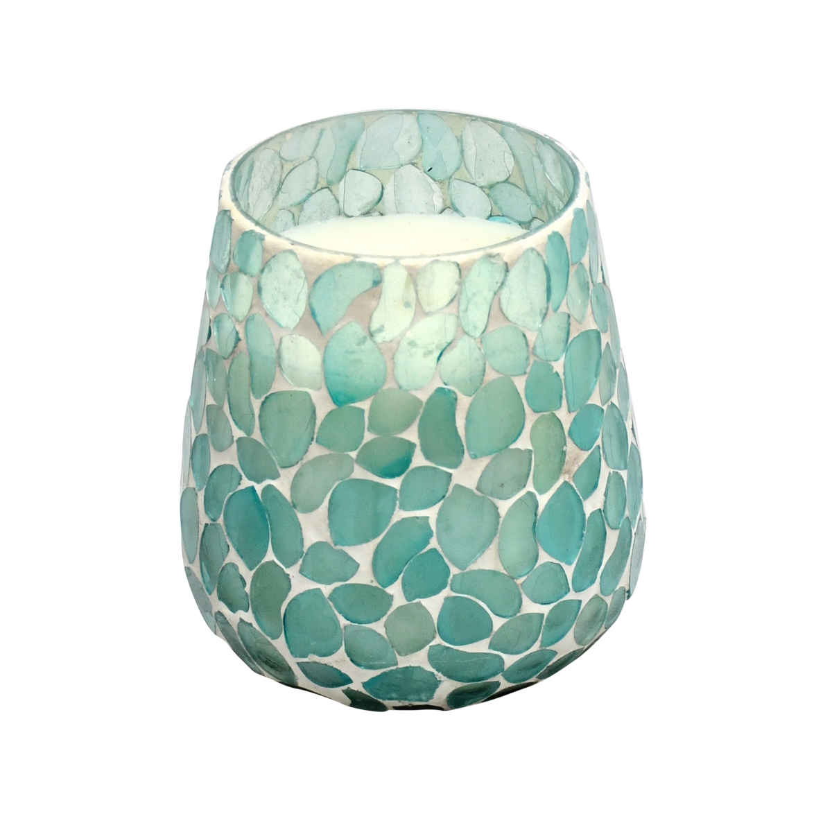 Picture of Sagebrook Home 80293-03 5 in. 18 oz Glass Mosaic Scented Candle&#44; Light Blue