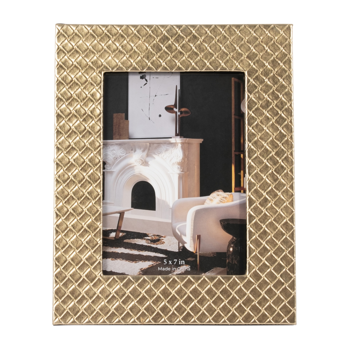 Picture of Sagebrook Home 18960 5 x 7 in. Woven Faux Leather Photo Frame&#44; Gold