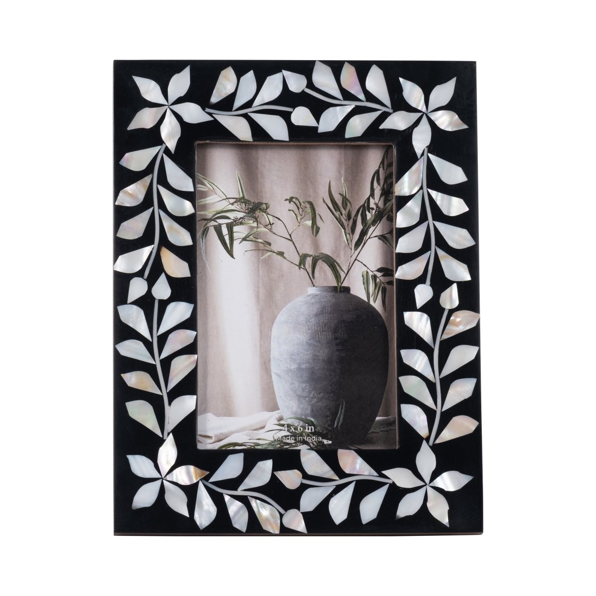 Picture of Sagebrook Home 20211-01 4 x 6 in. Mother of Pearl Inlay Vine Photo Frame&#44; Black
