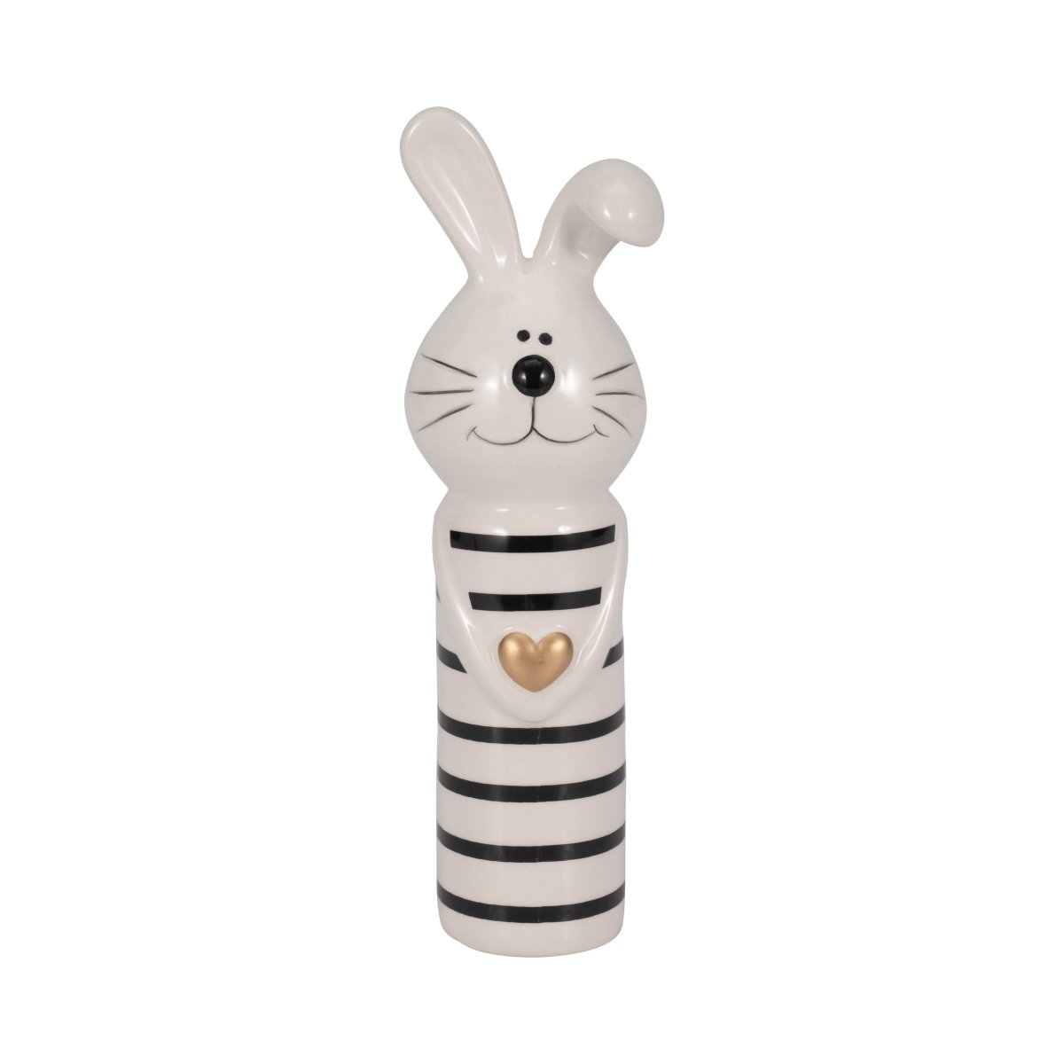 Picture of Sagebrook Home 20225-01 7 in. Ceramic Lines Bunny with Gold Heart Figure&#44; White & Black