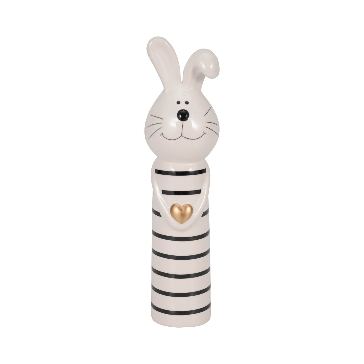 Picture of Sagebrook Home 20225-02 10 in. Ceramic Lines Bunny with Gold Heart Figure&#44; White & Black