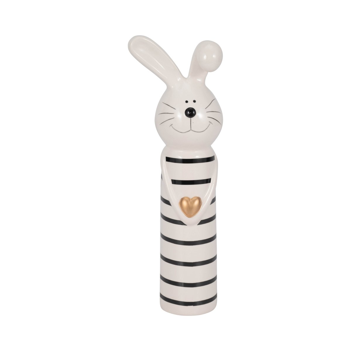 Picture of Sagebrook Home 20225-03 12 in. Ceramic Lines Bunny with Gold Heart Figure&#44; White & Black
