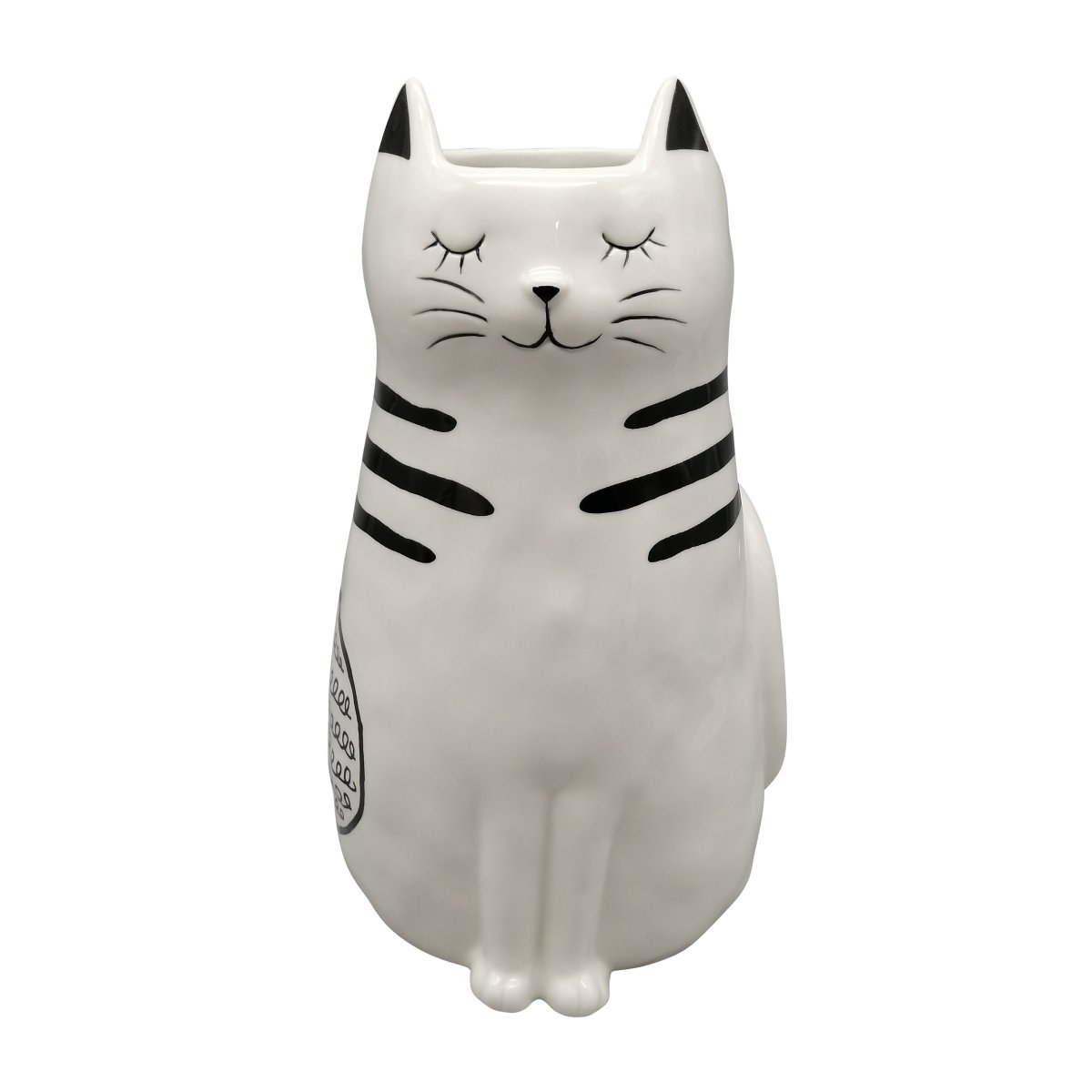 Picture of Sagebrook Home 20322-03 11 in. Ceramic Sitting Pretty Kitty with Vase Opening Figure&#44; White & Black