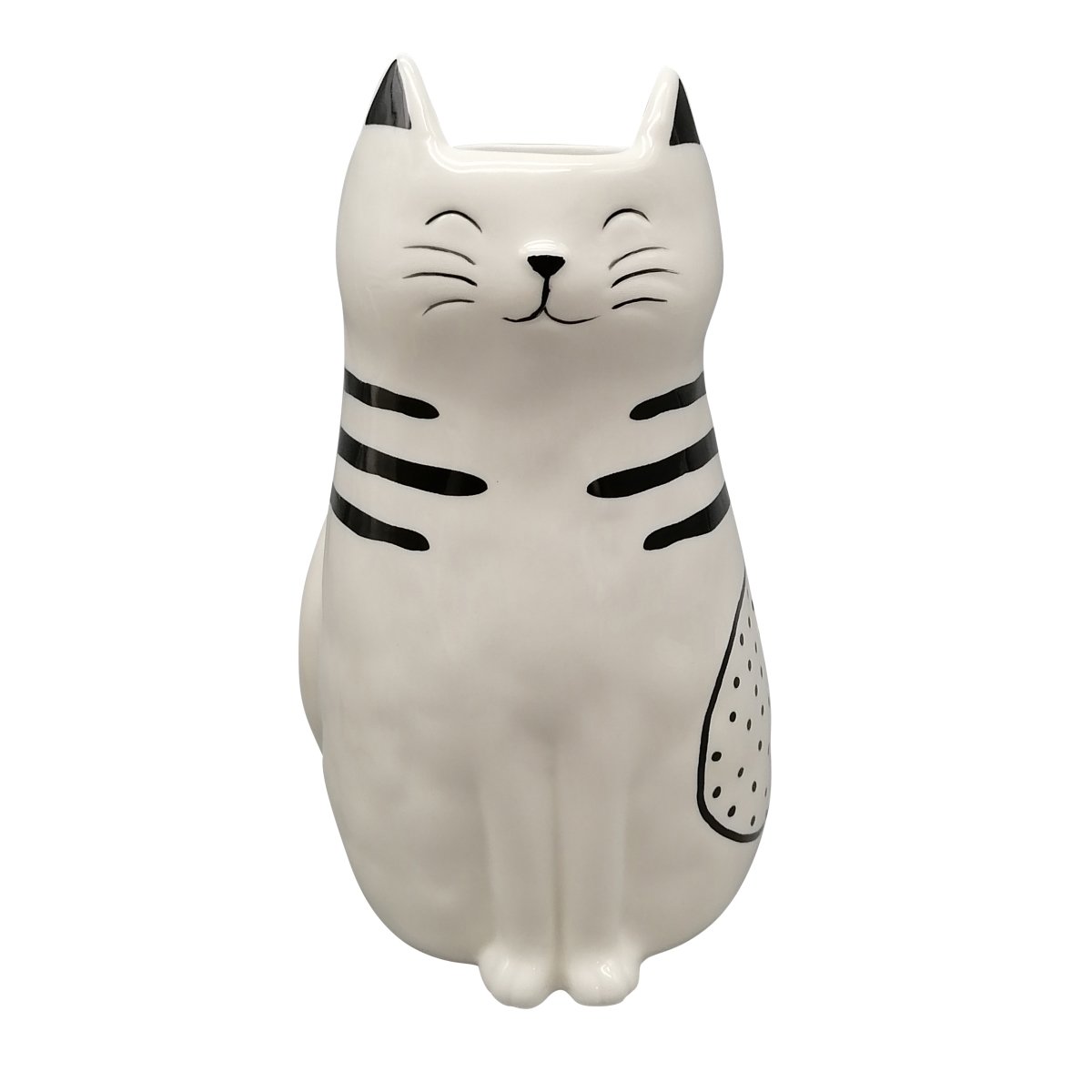 Picture of Sagebrook Home 20322-02 9 in. Ceramic Sitting Pretty Kitty with Vase Opening Figure&#44; White & Black