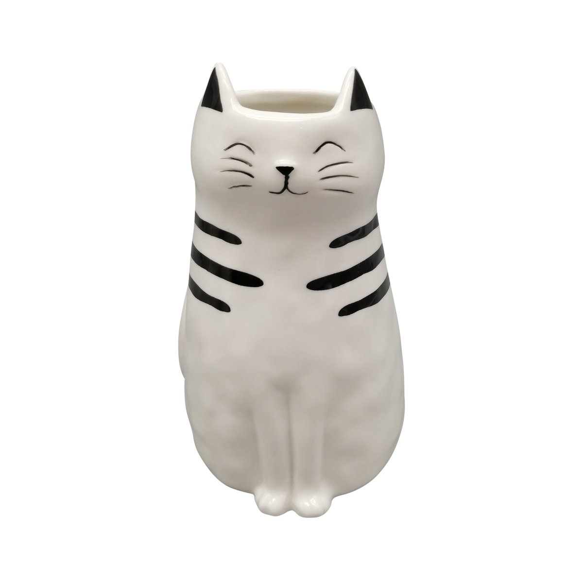 Picture of Sagebrook Home 20322-01 7 in. Ceramic Sitting Pretty Kitty with Vase Opening Figure&#44; White & Black