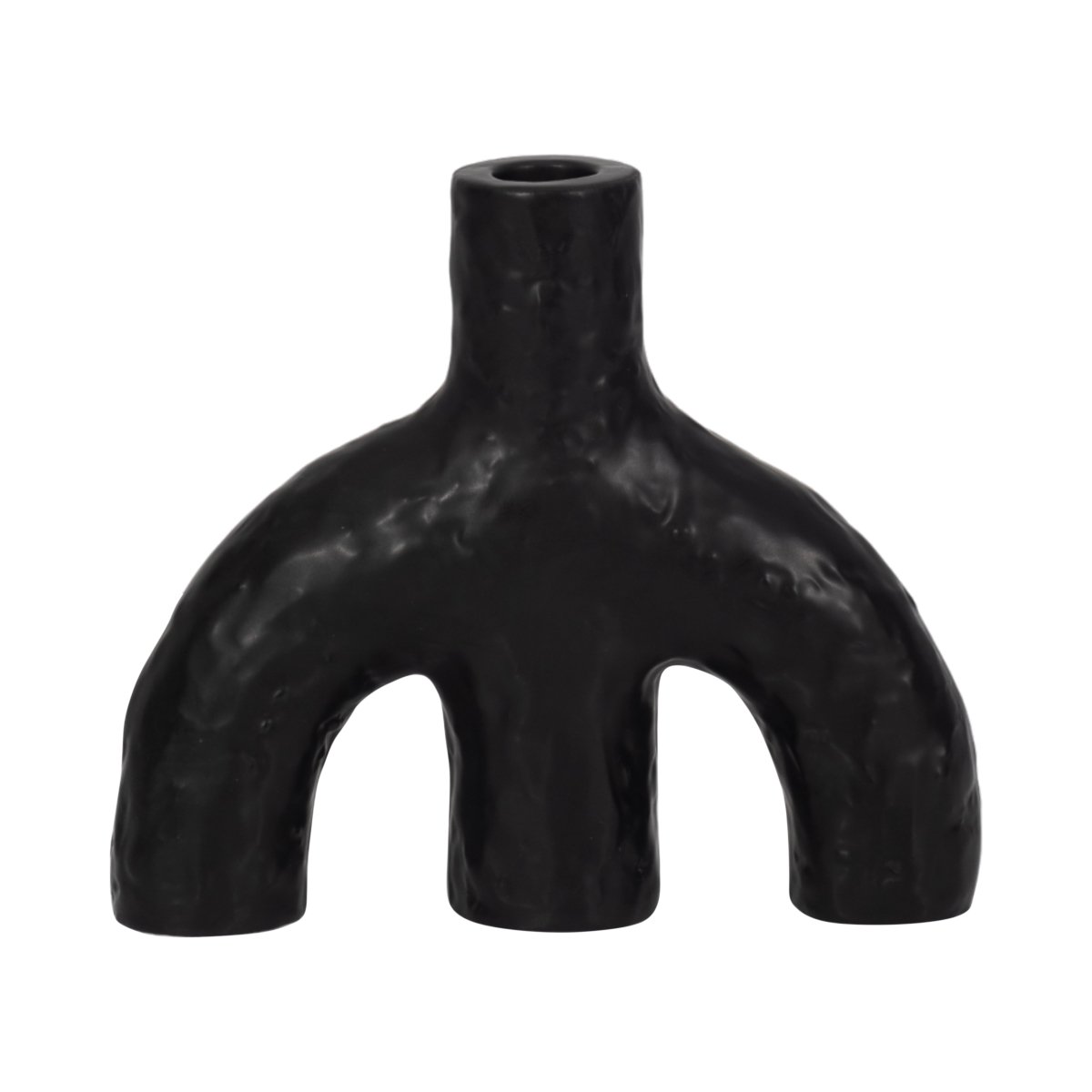 Picture of Sagebrook Home 20426-01 7 in. Volcano Texture Double Arched Taper Candle Holder&#44; Black