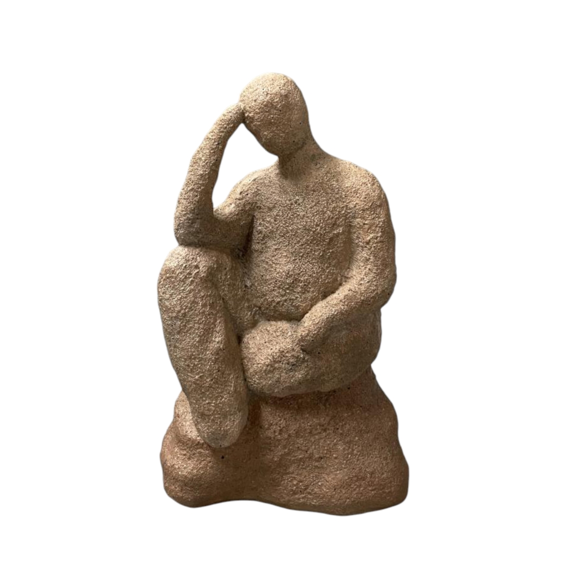 Picture of Sagebrook Home 20456-01 8 in. Polyresin Thinking Man On Rock Figure&#44; Terracotta