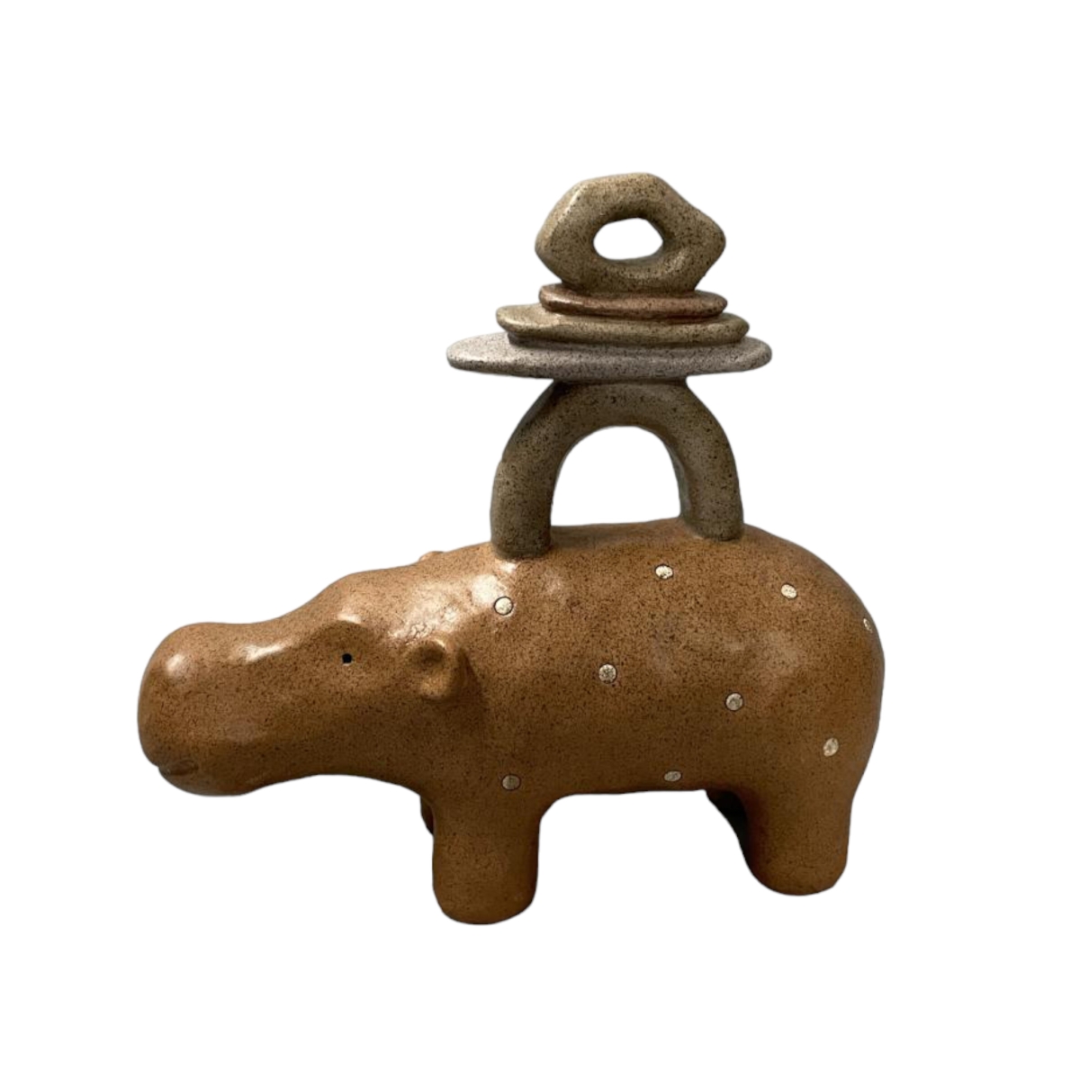 Picture of Sagebrook Home 20457-01 8 in. Polyresin Hippo with Stacked Stones Figure&#44; Multi Color