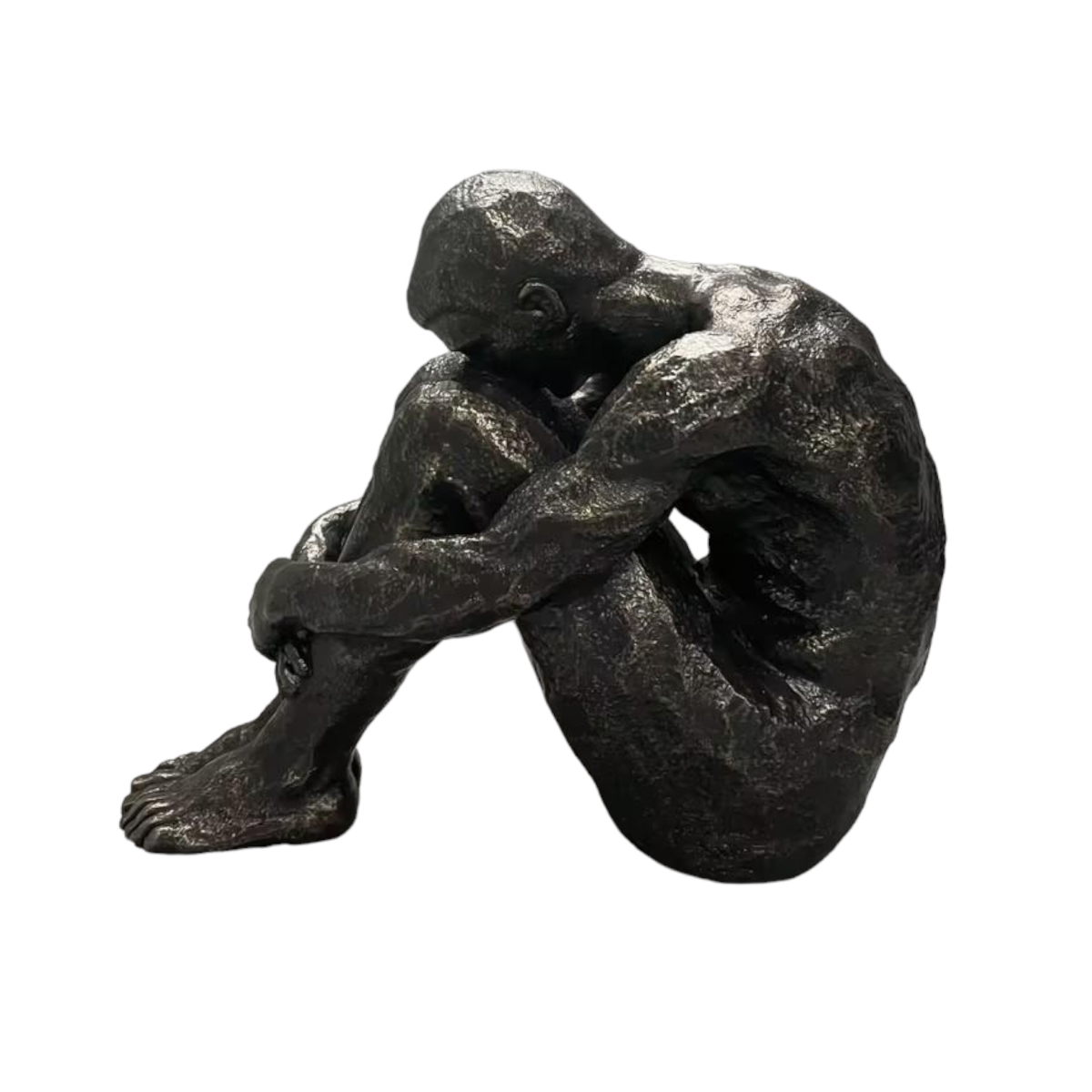Picture of Sagebrook Home 20472-01 9 in. Polyresin Sitting Man Figure&#44; Bronze & Copper