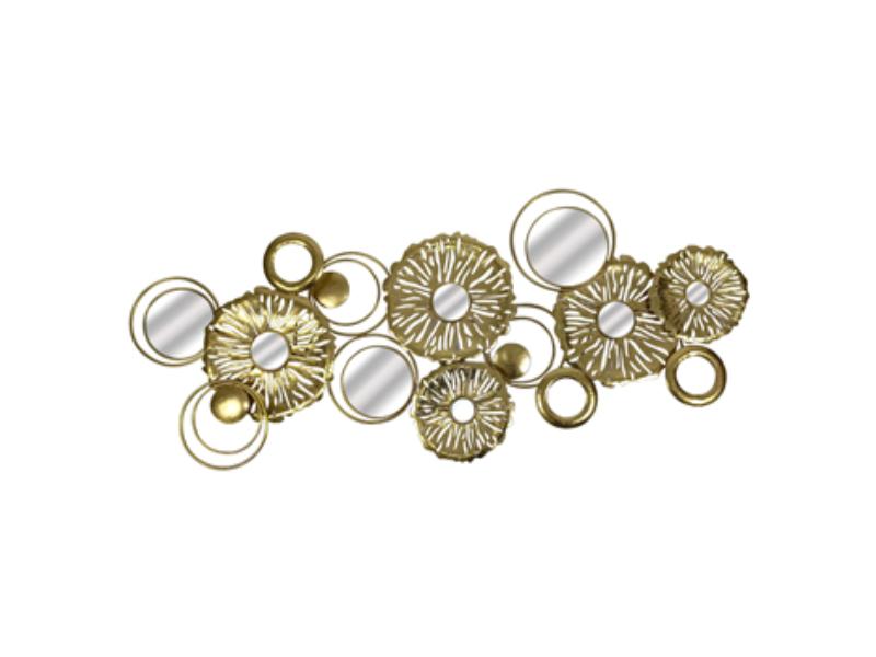 20571 39 in. Pierced Discs with Mirrors Metal Wall Decor, Gold -  Sagebrook Home