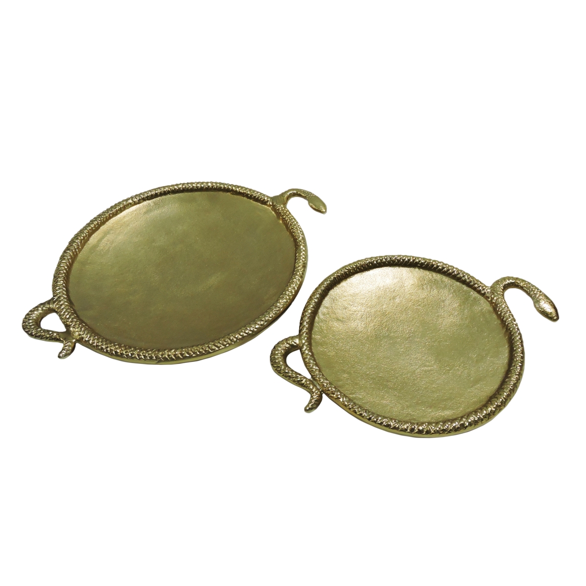 Picture of Sagebrook Home 20639 15 & 19 in. Snake Border Round Trays&#44; Gold - Set of 2