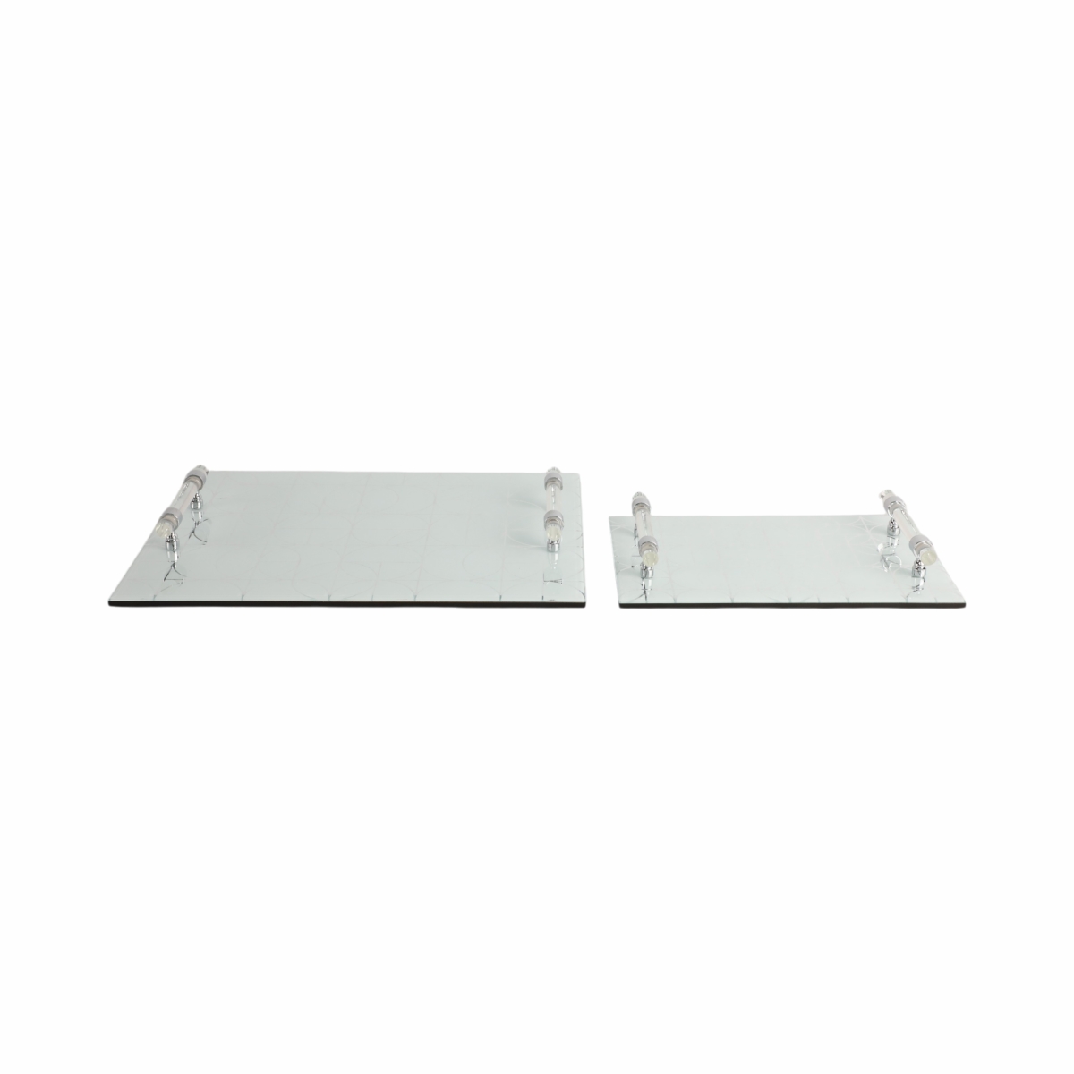 Picture of Sagebrook Home 20046-04 12-16 in. Sparkly Geo Glass Trays, Silver - Set of 2