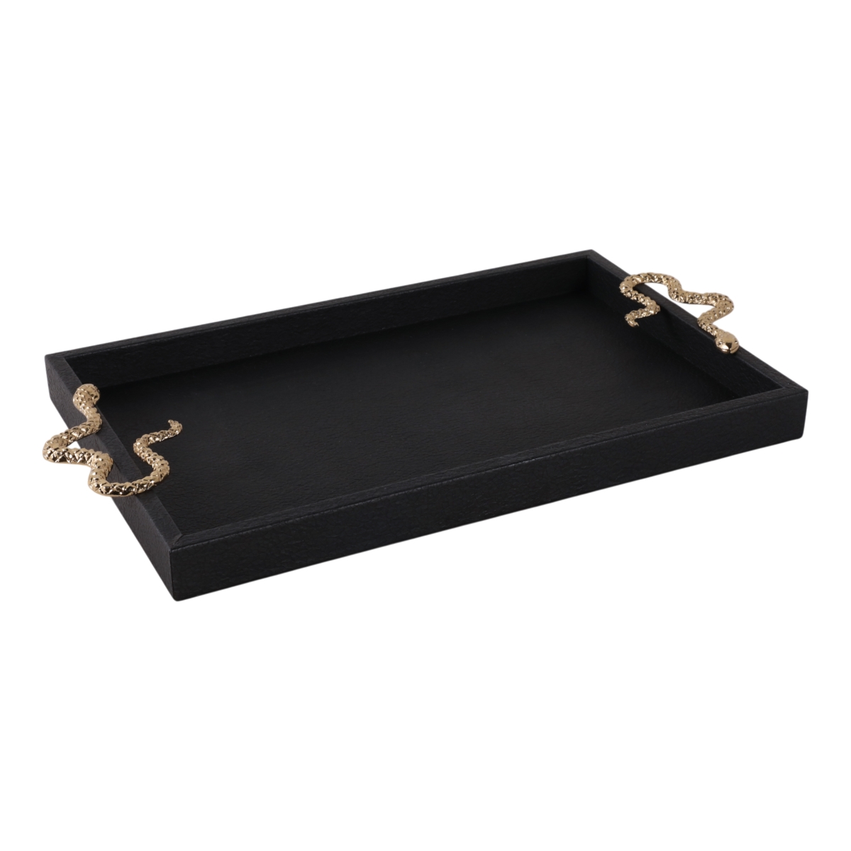 Picture of Sagebrook Home 22394 19 x 12 in. Faux Leather Snake Tray, Black & Gold