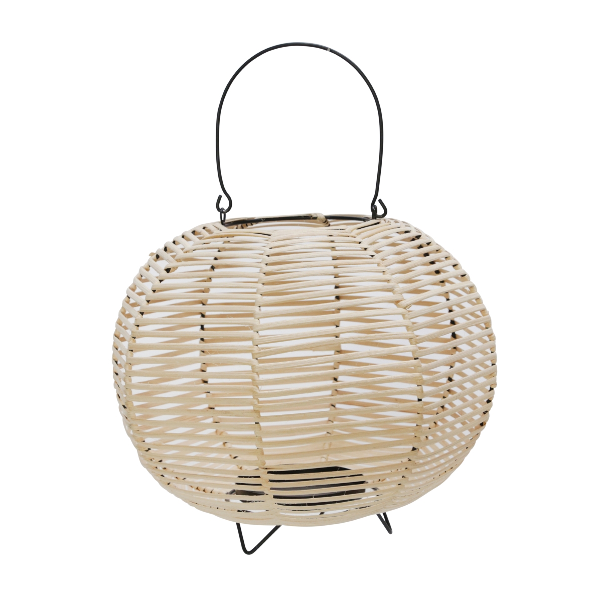 Picture of Sagebrook Home 15187 Round Wicker Iron Lantern&#44; Natural Color & Brown