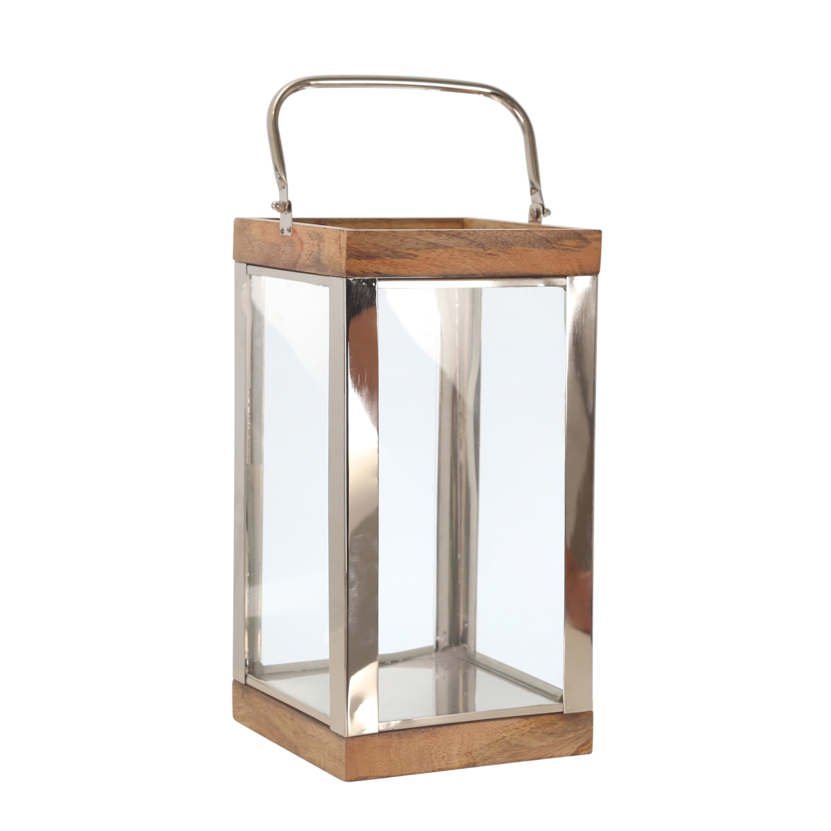 Picture of Sagebrook Home 14816-01 14 in. Metal & Wood Lantern&#44; Silver