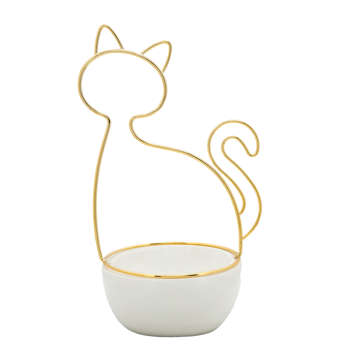 Picture of Sagebrook Home 15830 10 in. Cat Trinket Tray, White