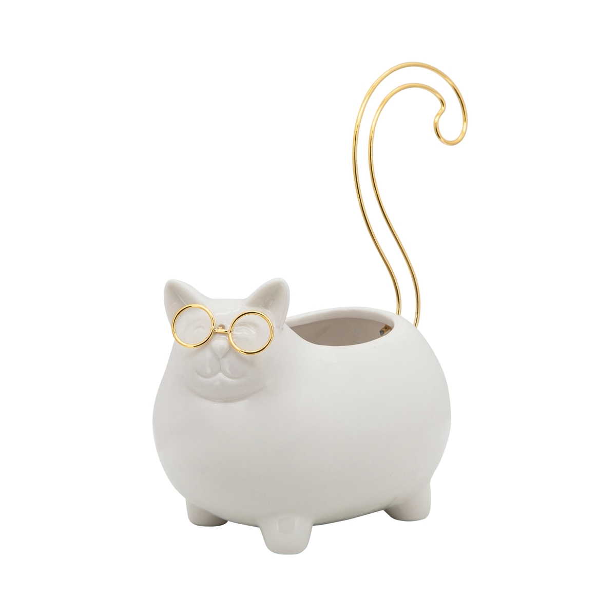 Picture of Sagebrook Home 15833 6 in. Kitty Trinket Tray, White