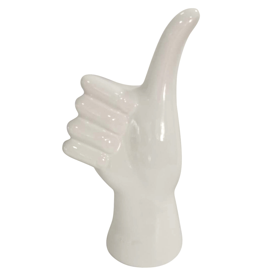 6 in. Thumbs Up Table Decor, White