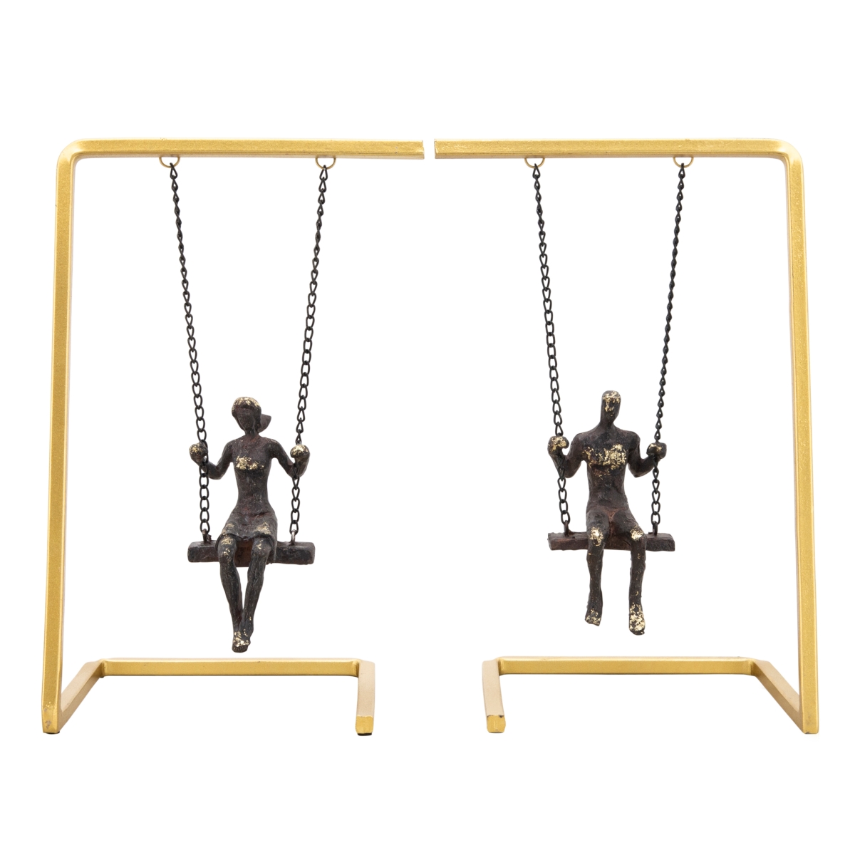 Picture of Sagebrook Home 12373 Swinging People Bookends&#44; Gold - Set of 2