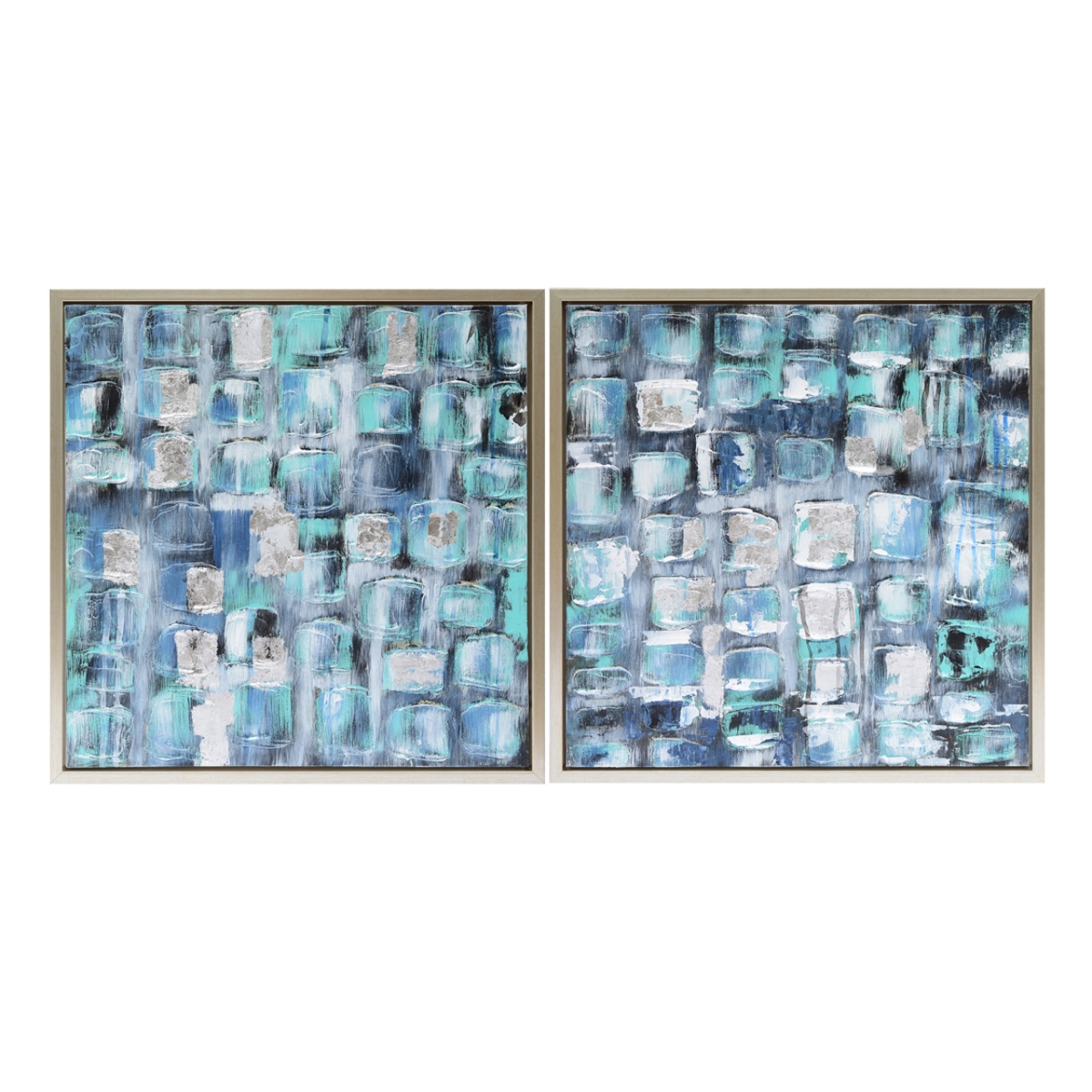 Picture of Sagebrook Home 70056 26 x 26 in. Squares Oil Painting&#44; Blue - Set of 2