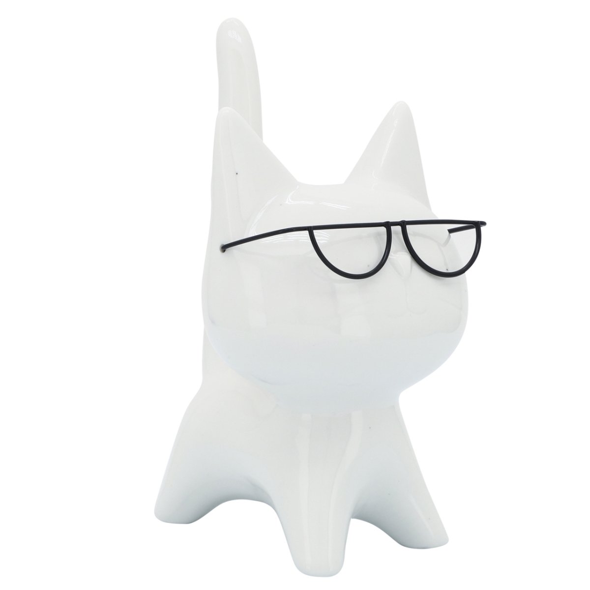 Picture of Sagebrook Home 16931 8 in. Porcelain Kitty Figurine with Glasses, White