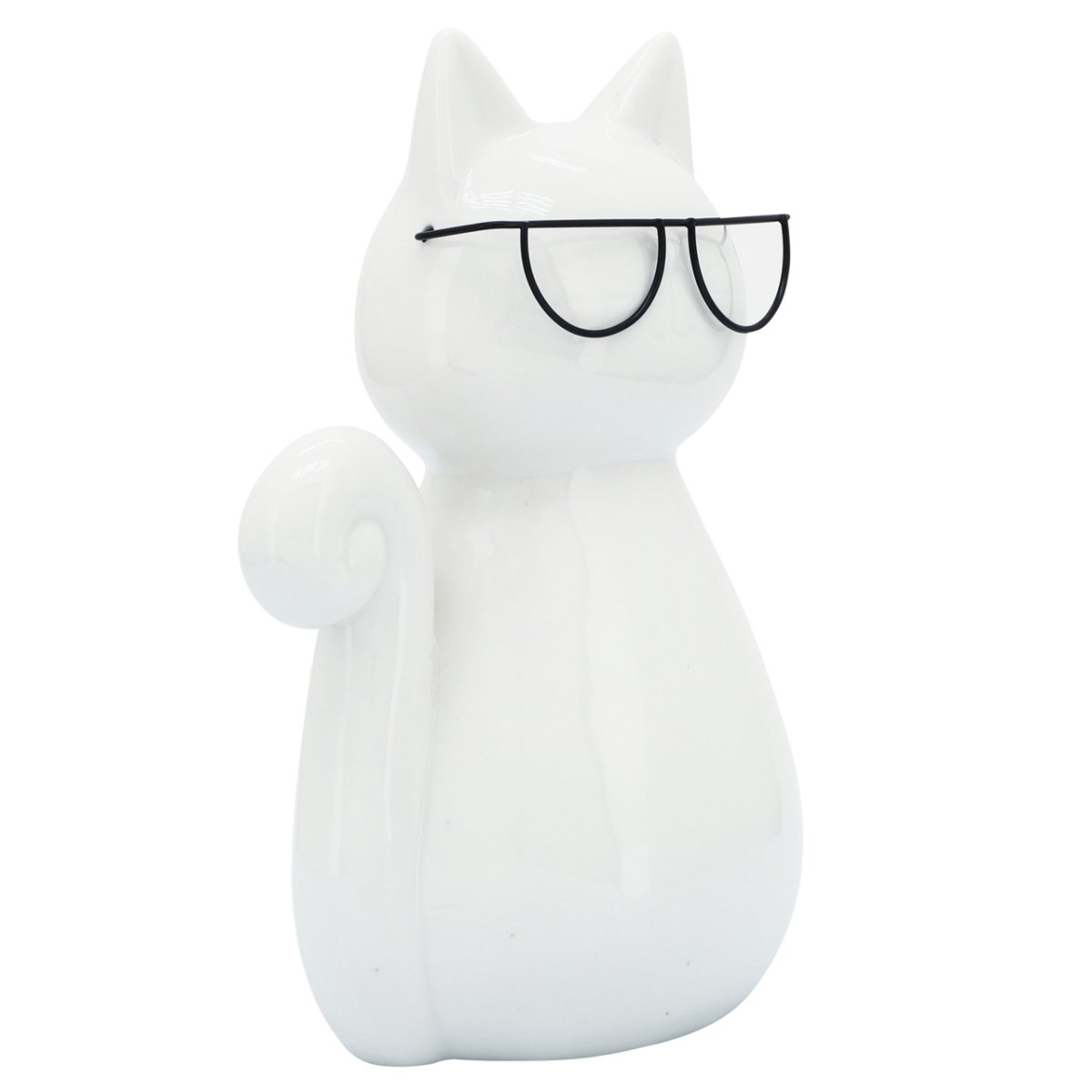 Picture of Sagebrook Home 16932-02 7 in. Porcelain Cat Figurine with Glasses&#44; White