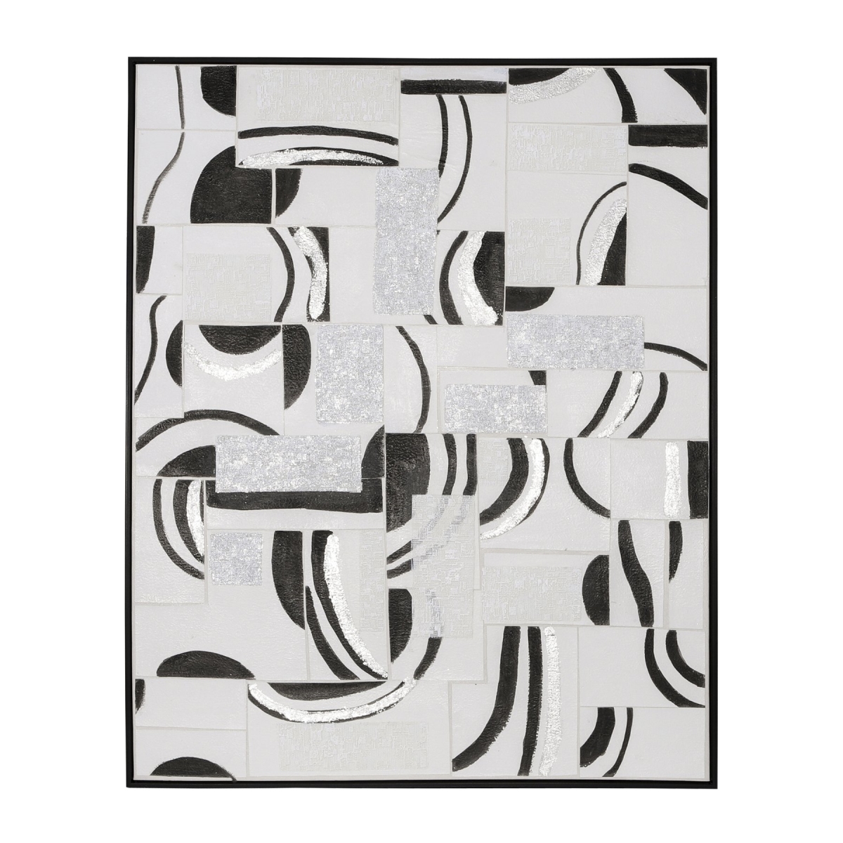 Picture of Sagebrook Home 70091 40 x 32 in. Framed Hand Painted Abstract &#44; Black & White