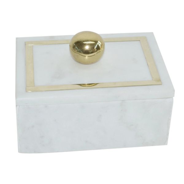 Picture of Sagebrook Home 16407-01 7 x 5 in. Marble Rectangular Box with Knob, White