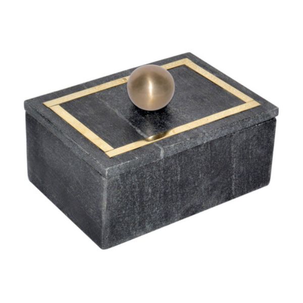 Picture of Sagebrook Home 16407-03 7 x 5 in. Marble Rectangular Box with Knob&#44; Black