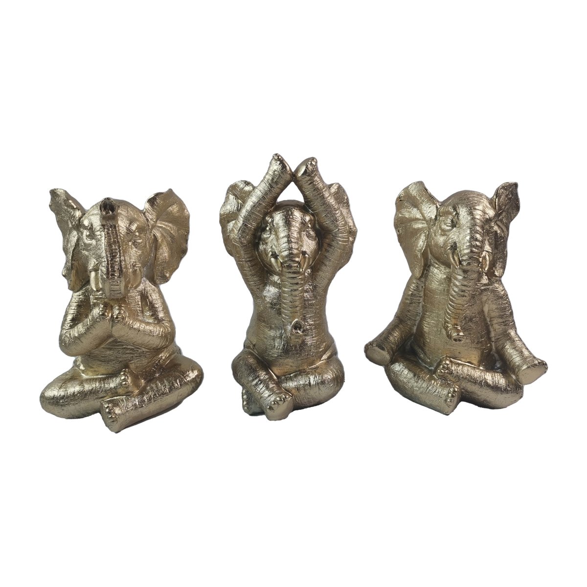 Picture of Sagebrook Home 17103-01 8 in. Resin Yoga Elephants Figurine&#44; Gold - Set of 3