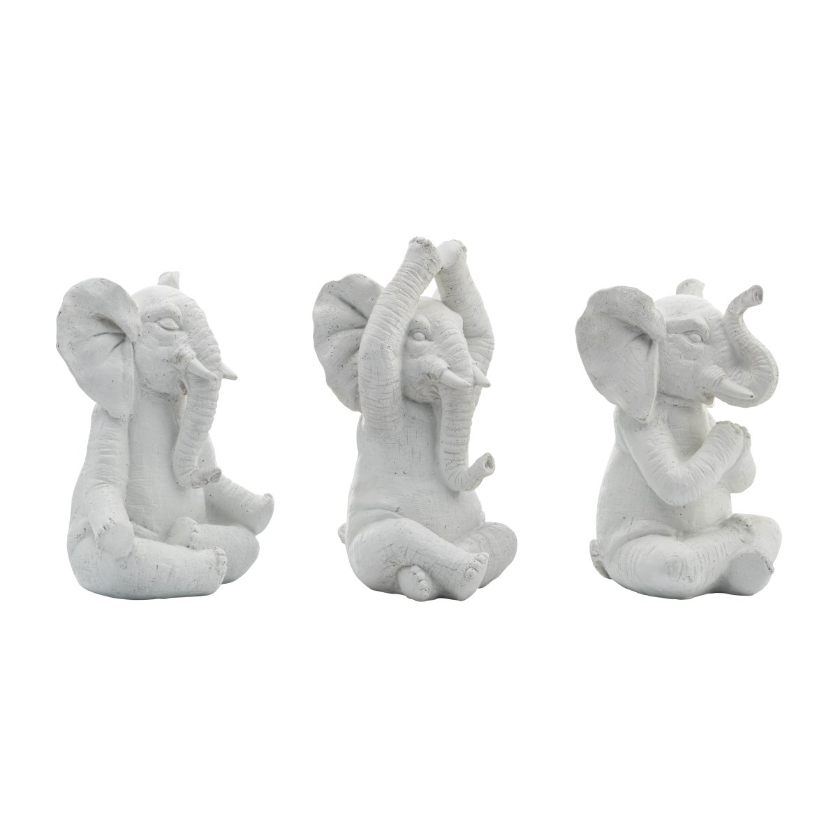 Picture of Sagebrook Home 17103-02 8 in. Resin Yoga Elephants Figurine, White - Set of 3