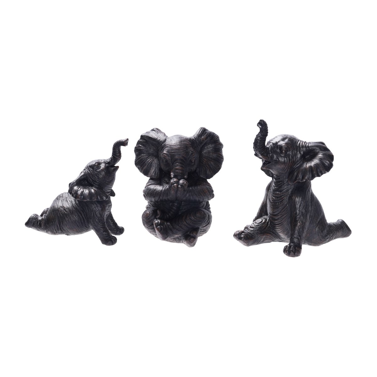 Picture of Sagebrook Home 17197-01 6 in. Resin Stone Look Yoga Elephants Figurine&#44; Black - Set of 3