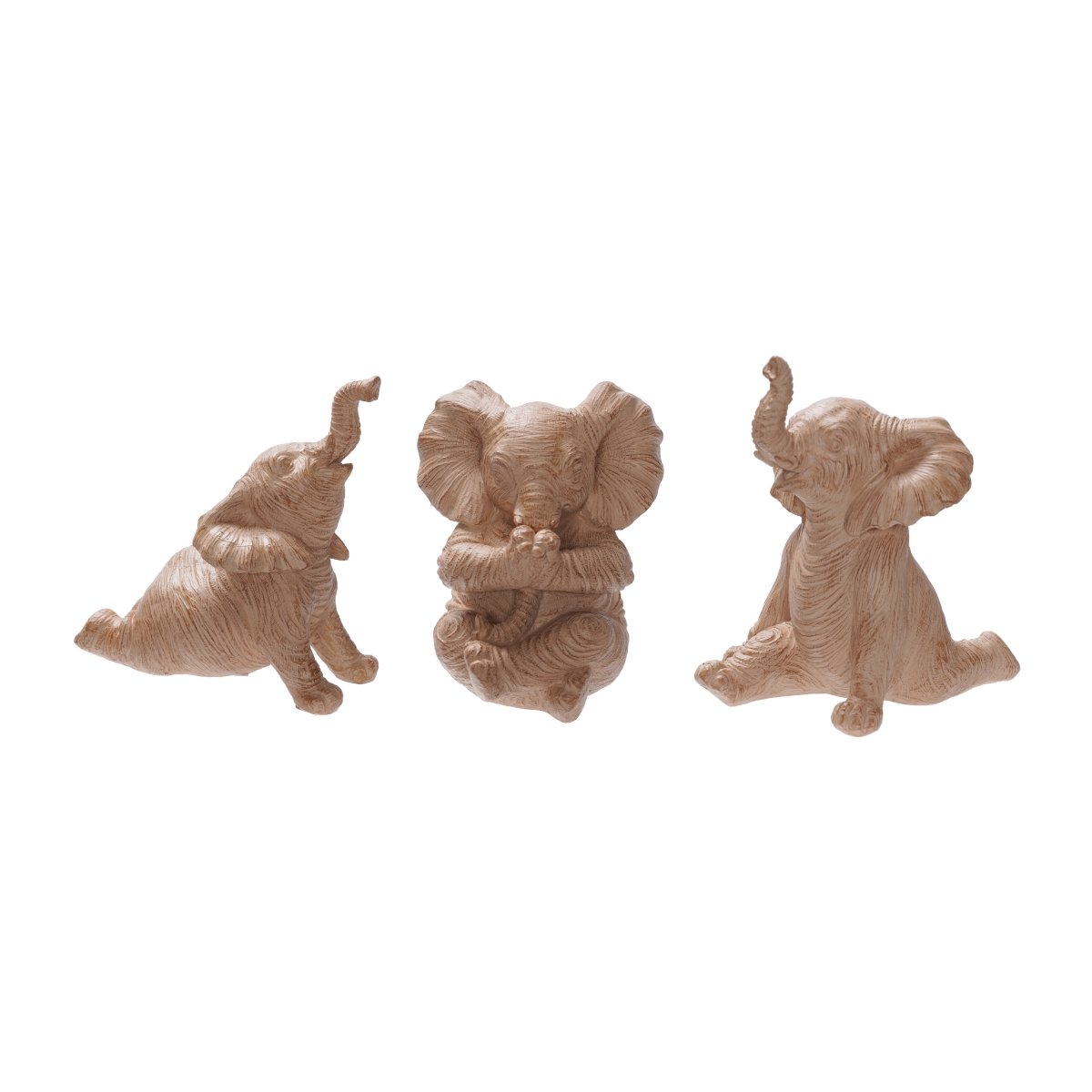 Picture of Sagebrook Home 17197-02 6 in. Resin Stone Look Yoga Elephants Figurine&#44; Natural & Brown - Set of 3