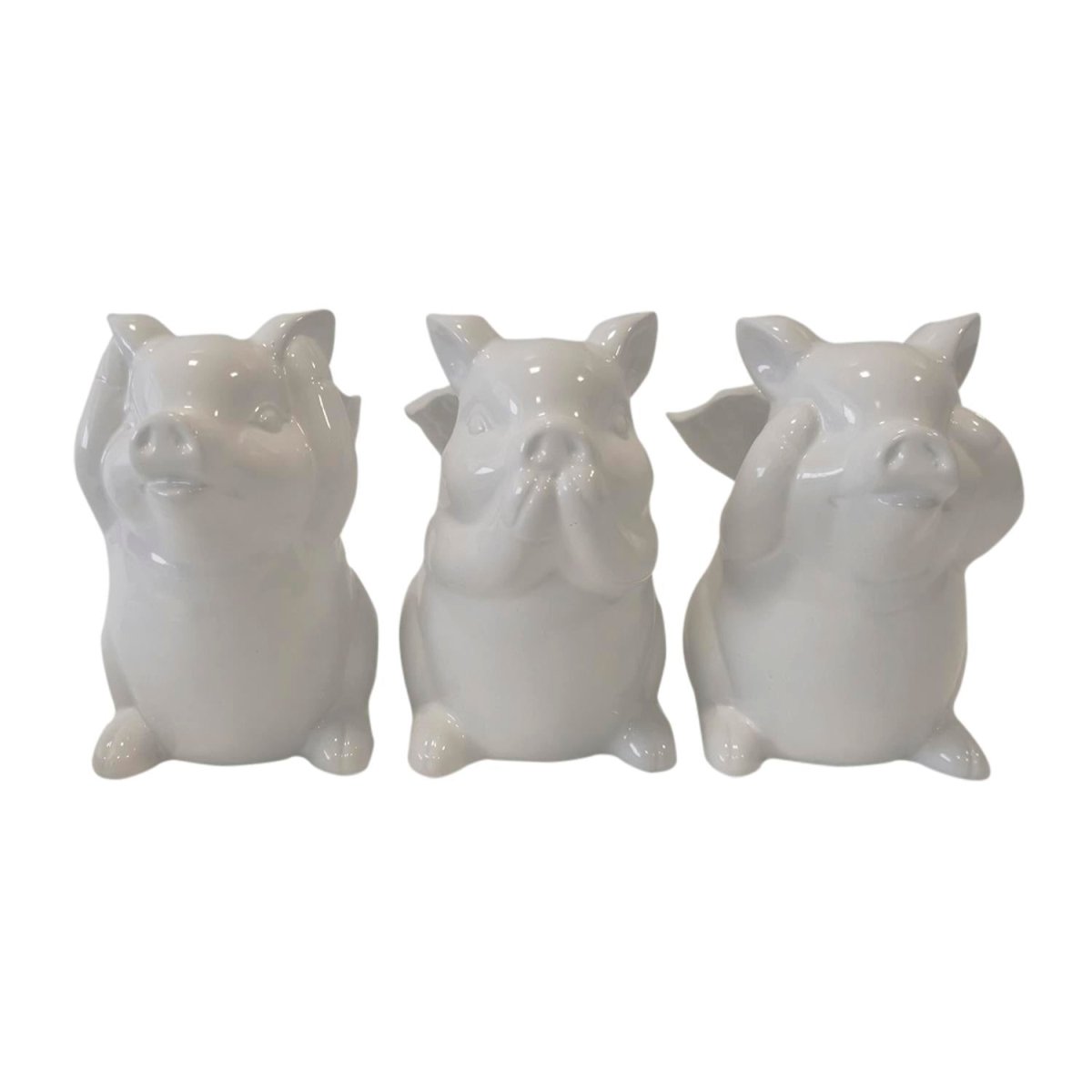 Picture of Sagebrook Home 16959 6 in. Ceramic No Evil Pigs Figurine with Wings&#44; White - Set of 2