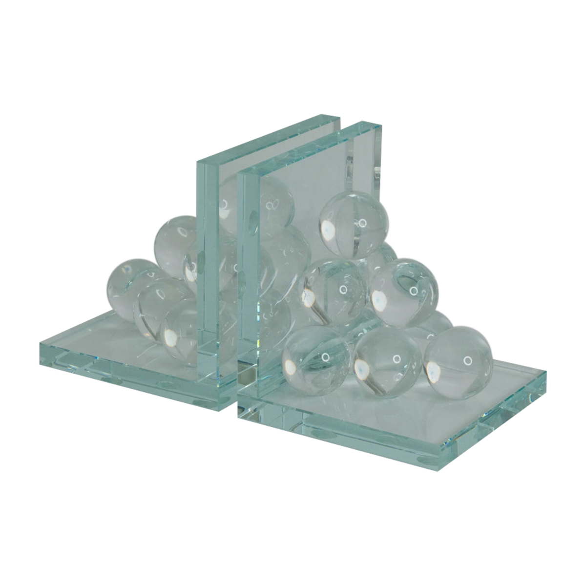 Picture of Sagebrook Home 17652 6 in. Glass Orb Bookends&#44; Clear & Frost - Set of 2