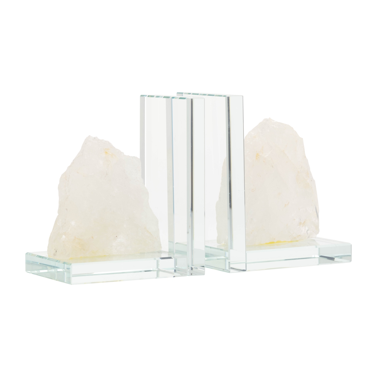 Picture of Sagebrook Home 17888-01 5 in. Glass Bookends with White Stone&#44; Clear & White - Set of 2
