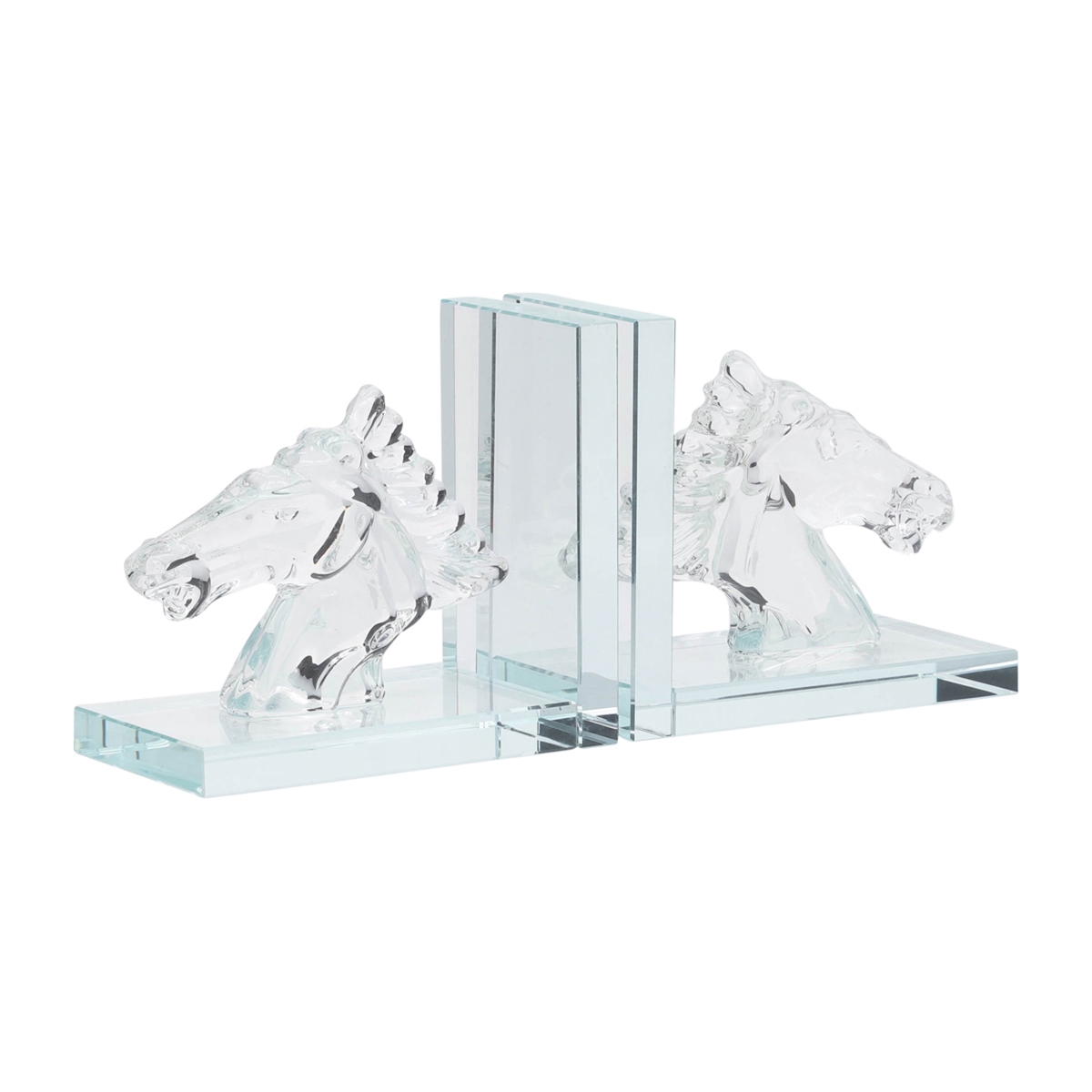 Picture of Sagebrook Home 17360 5 in. Crystal Horse Bookends&#44; Clear & Frost - Set of 2