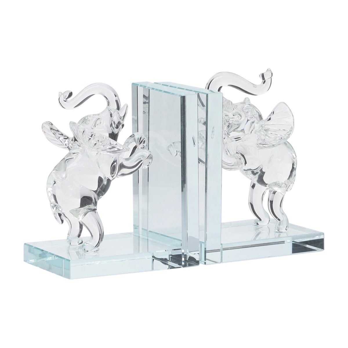 Picture of Sagebrook Home 17361 5 in. Crystal Elephant Bookends&#44; Clear & Frost - Set of 2