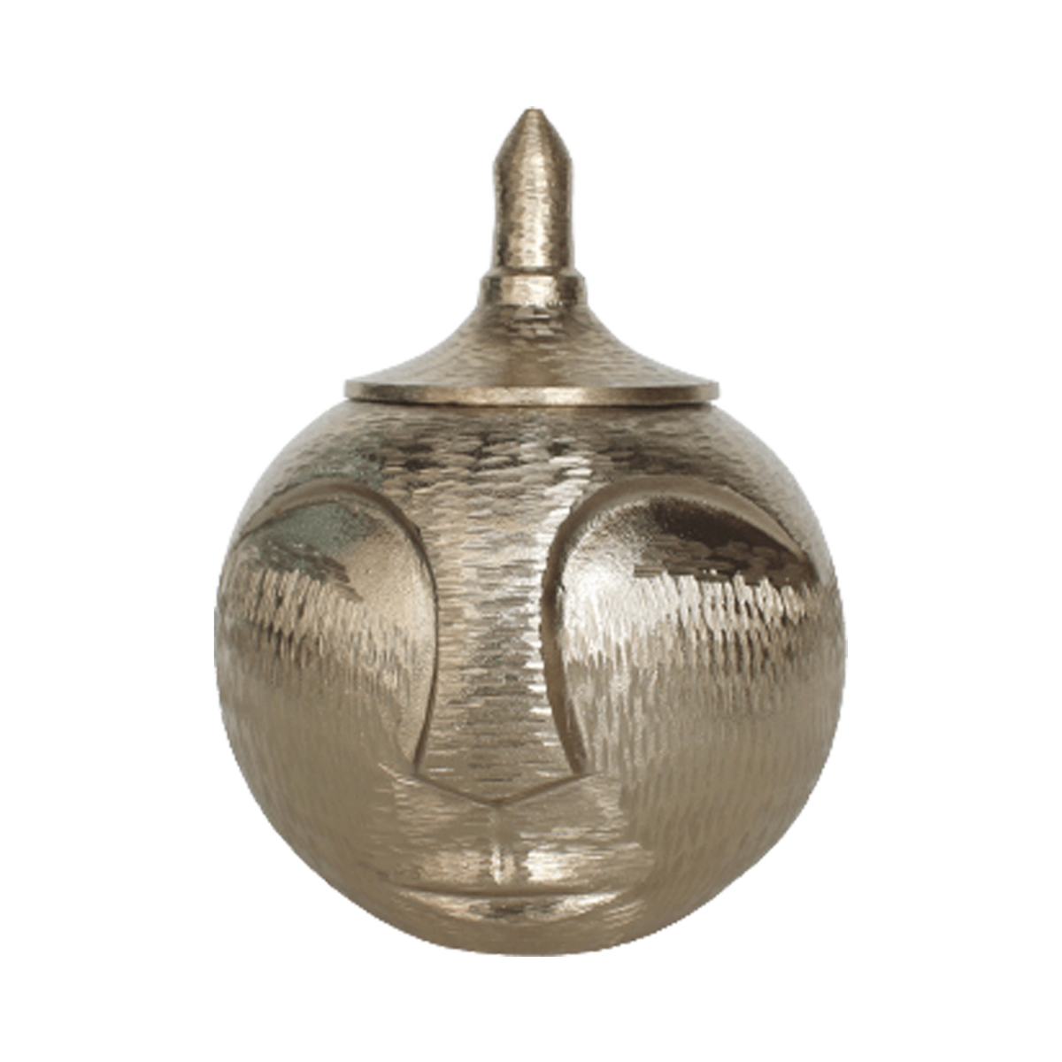Picture of Sagebrook Home 17712-02 13 in. Metal Face Jar with Lid, Champagne