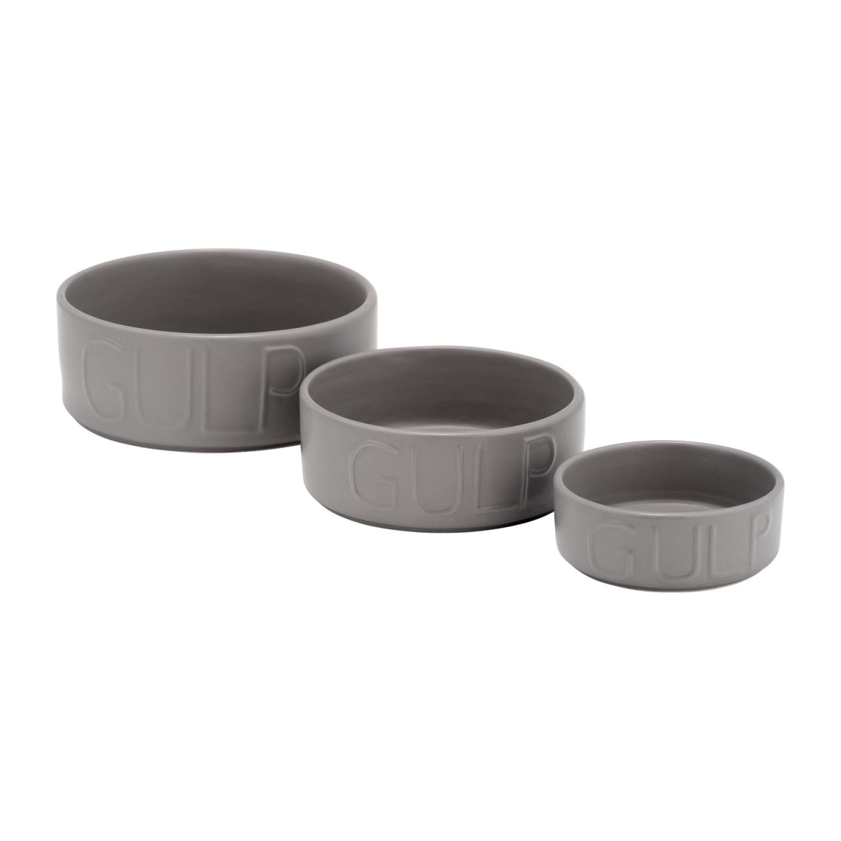 Picture of Sagebrook Home 17889-02 4 in. & 6 in. & 7 in. Ceramic Gulp Pet Bowl&#44; Gray - Set of 3
