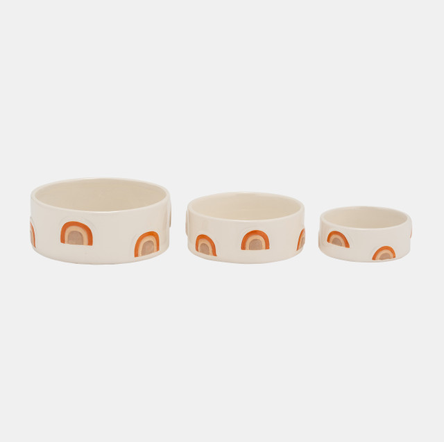 Picture of Sagebrook Home 17889-03 4 in. & 6 in. & 7 in. Ceramic Soft Rainbow Pet Bowl&#44; Multi Color - Set of 3