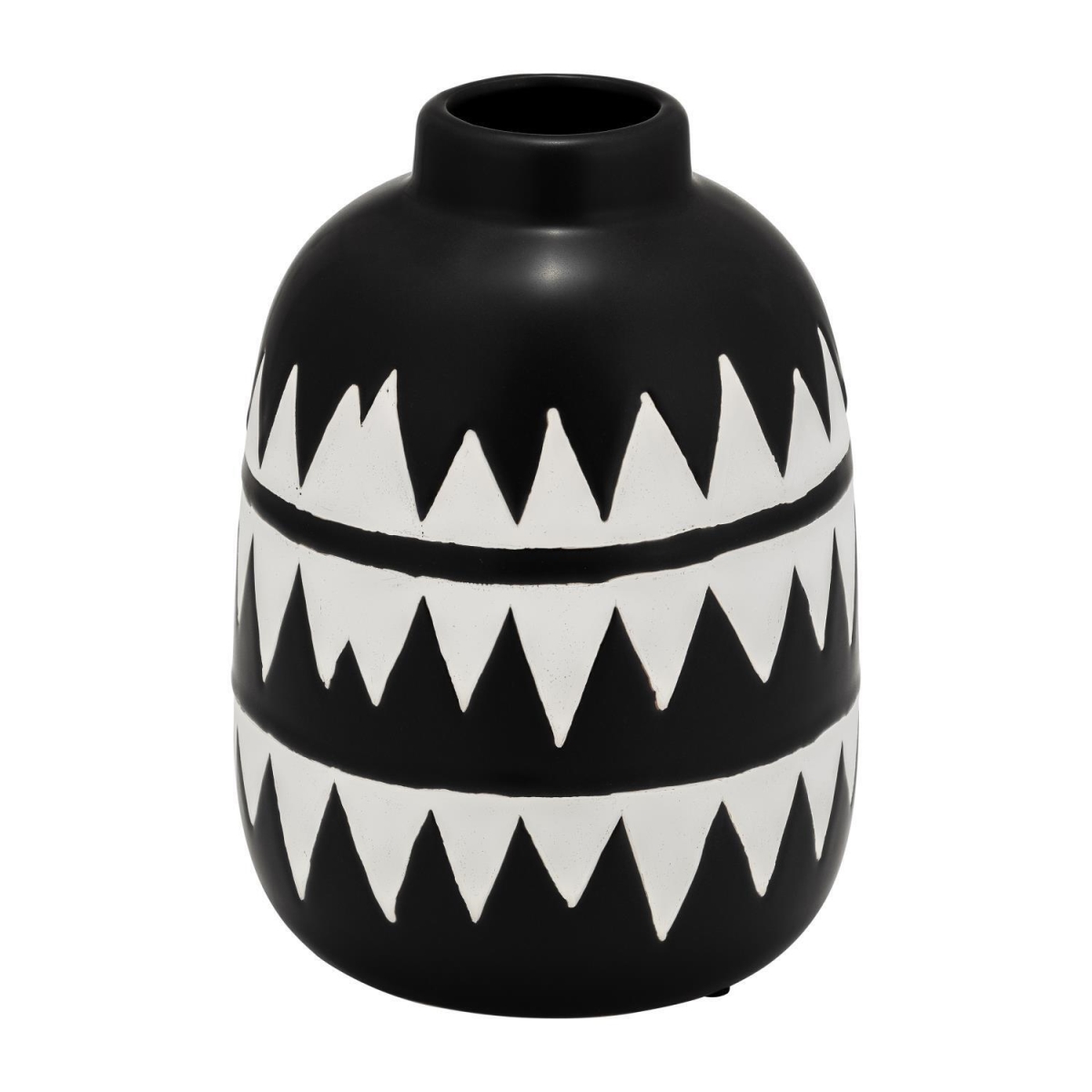 Picture of Sagebrook Home 17937-02 9 in. Ceramic Tribal Flower Vase&#44; Black & White