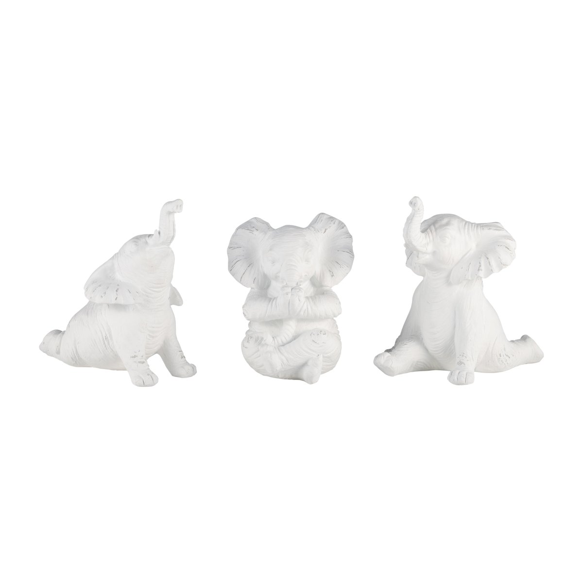 Picture of Sagebrook Home 17197-03 6 in. Resin Stone Look Yoga Elephant Figurine&#44; White - Set of 3