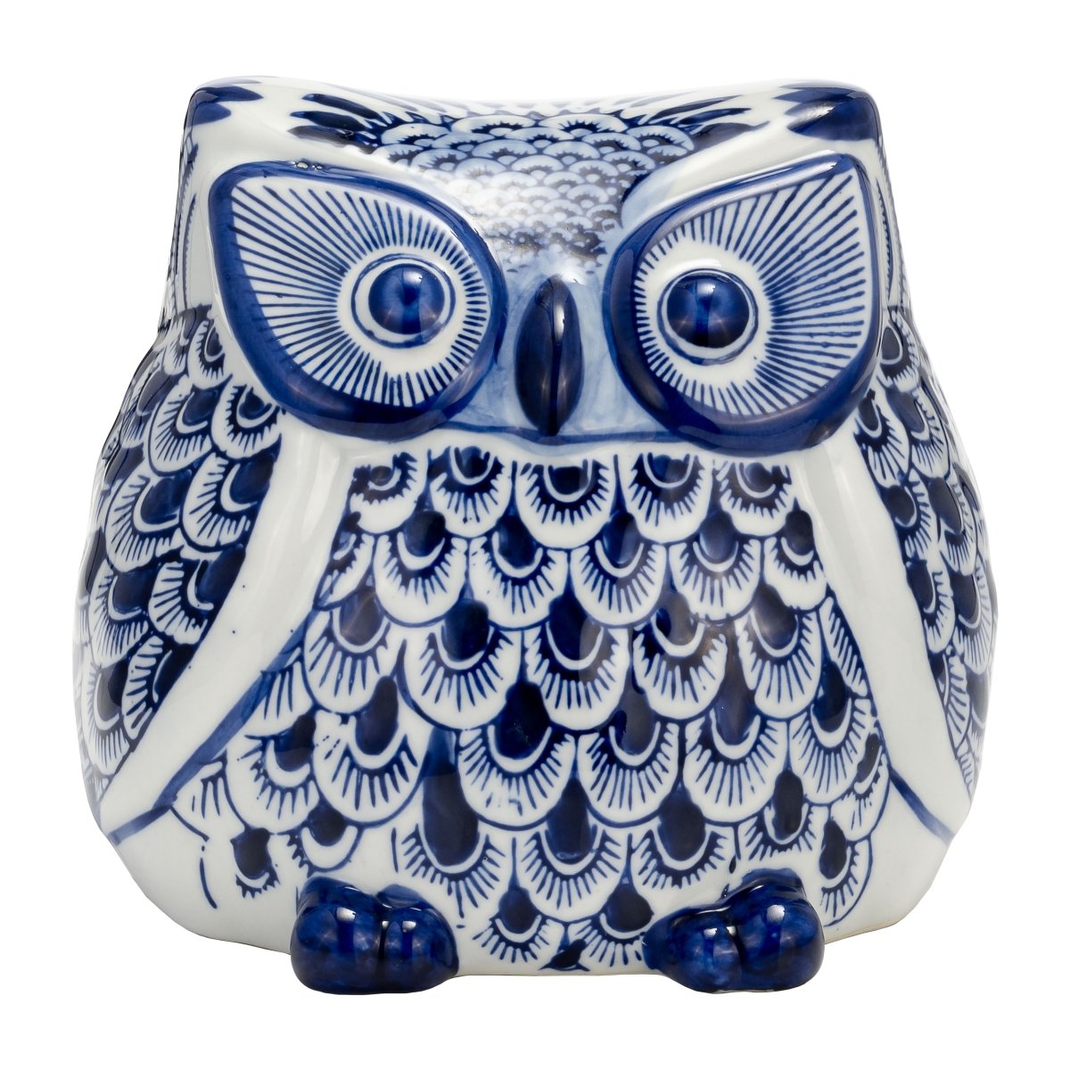 Picture of Sagebrook Home 17999-02 6 in. Ceramic Chinoiserie Owl Figurine&#44; Blue & White