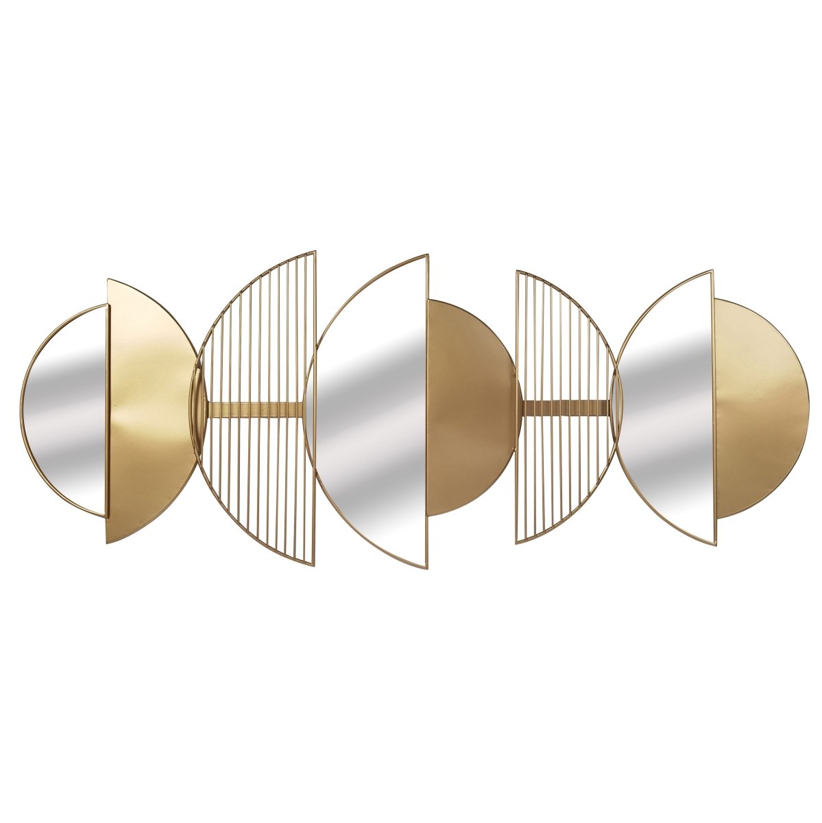 18071-01 36 in. Metal Half Circle Mirrored Wall Decor, Gold -  Sagebrook Home