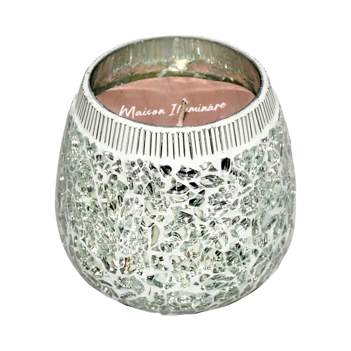 Picture of Sagebrook Home 80253-01 4 in. 11 oz Glass Mosaic Scented Candle, Silver