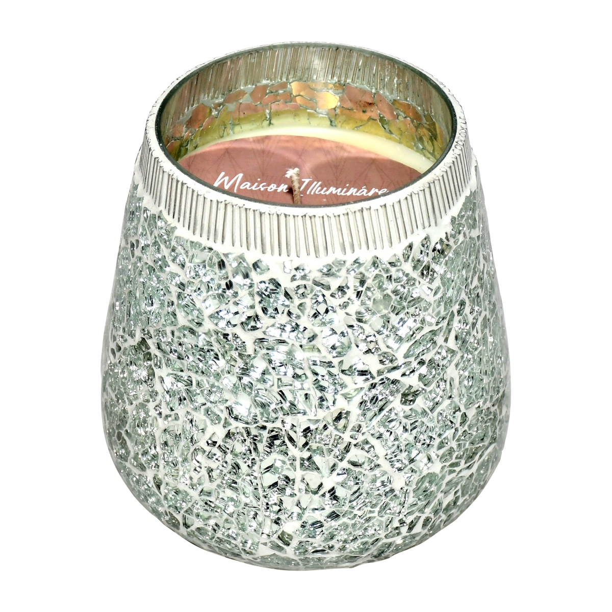 Picture of Sagebrook Home 80253-02 6 in. 18 oz Glass Mosaic Scented Candle&#44; Silver
